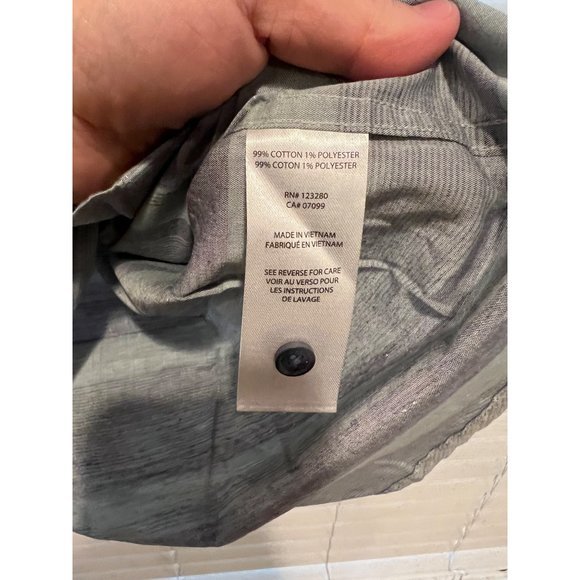 Travis Mathew Gray and Blue Striped Short Sleeve Button Up Shirt - Size L - Picture 4 of 5